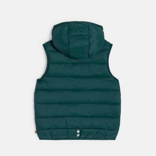 سترة بدون أكمام وبغطاء رأس، اللون أخضر غامق